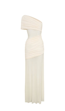 One Shoulder Mesh Maxi Dress