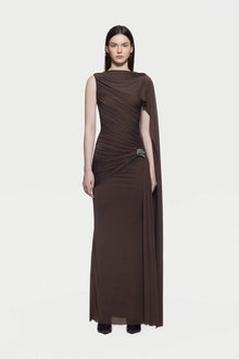 Asymmetrical Draped One-Shoulder Sleeveless Bodycon Dress