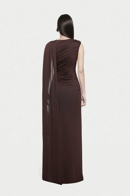 Asymmetrical Draped One-Shoulder Sleeveless Bodycon Dress