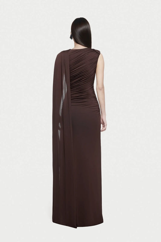 Asymmetrical Draped One-Shoulder Sleeveless Bodycon Dress