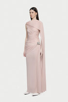 Asymmetrical Draped One-Shoulder Sleeveless Bodycon Dress