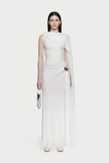 Asymmetrical Draped One-Shoulder Sleeveless Bodycon Dress