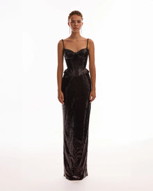 Black Sequin Spaghetti Strap Corset Top and Skirt Two-Piece Set
