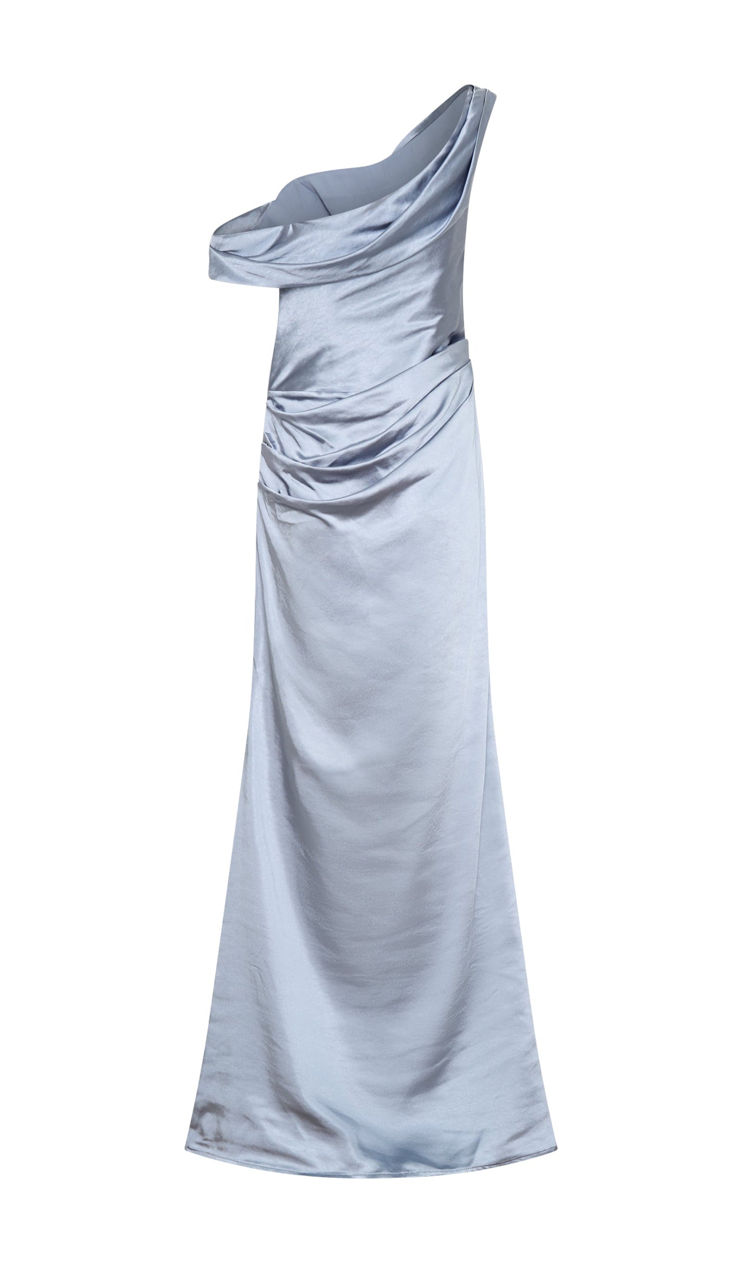 Off Shoulder Satin Maxi Dress