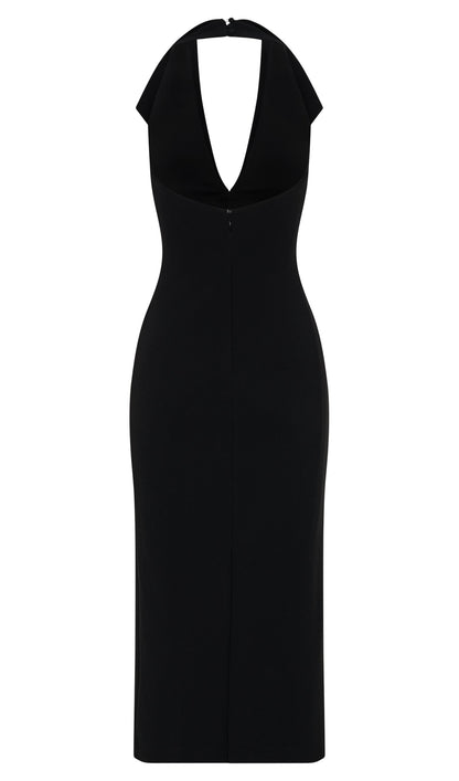 Crepe Halter Midi Dress