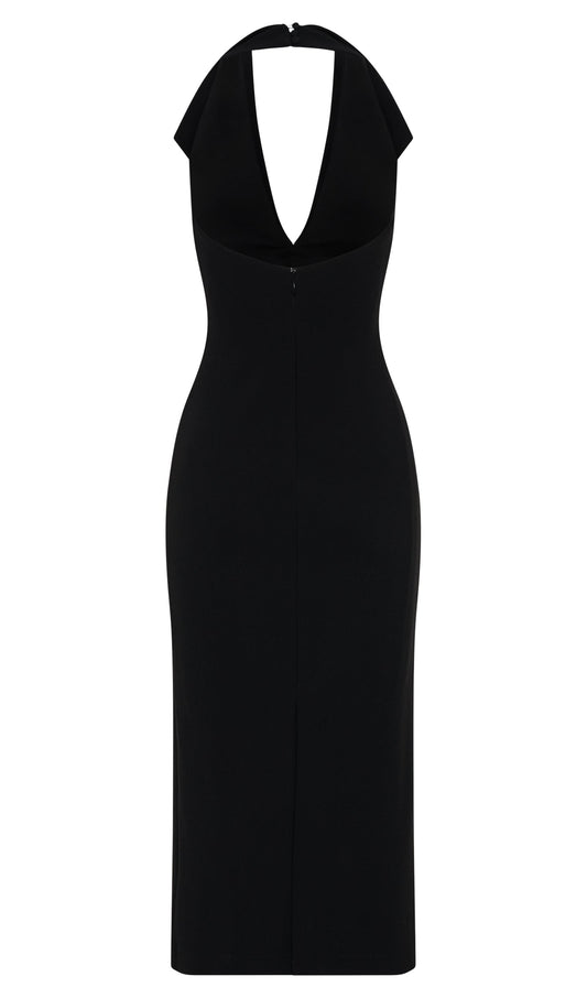 Crepe Halter Midi Dress