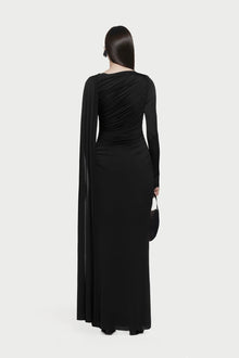 Asymmetrical Draped One-Shoulder Long-Sleeve Bodycon Dress