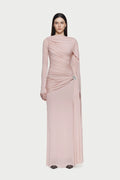 Asymmetrical Draped One-Shoulder Long-Sleeve Bodycon Dress