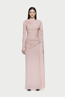 Asymmetrical Draped One-Shoulder Long-Sleeve Bodycon Dress