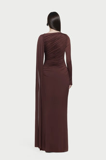 Asymmetrical Draped One-Shoulder Long-Sleeve Bodycon Dress