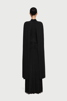 Cape-Sleeve Draped Waist Dress