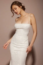 Ivory Lace up Back Maxi Dress