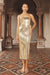 Cassia Strapless Sequin Rose Midi Dress