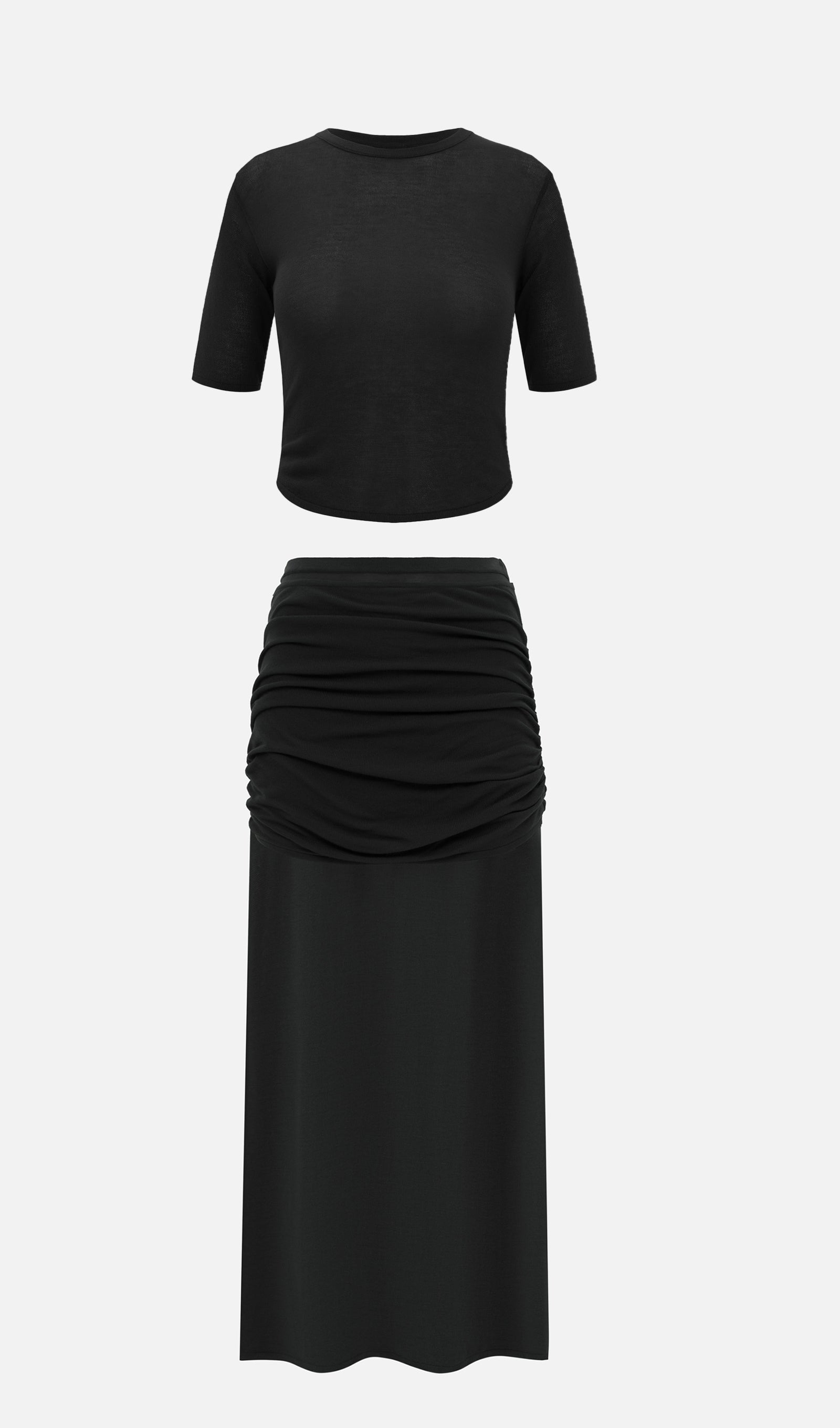Short Sleeved Jersey Midi Skirt Sets