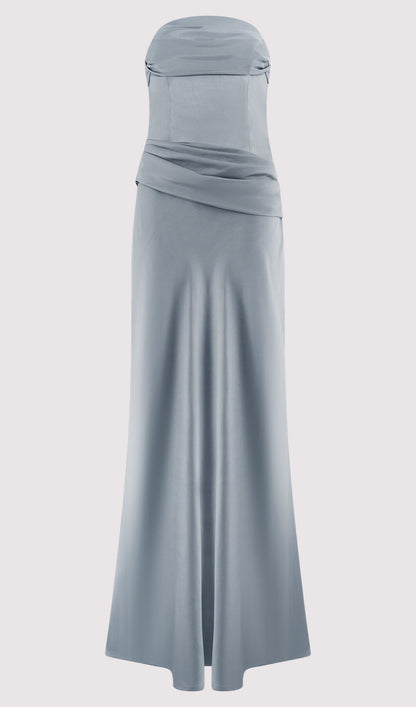 Strapless Satin Maxi Dress