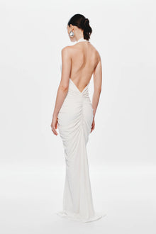 Deep-V Halter Backless Ruched Dress