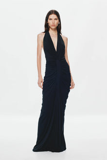 Deep-V Halter Backless Ruched Dress