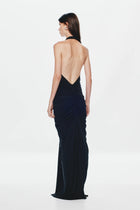 Deep-V Halter Backless Ruched Dress