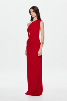 One-Shoulder Cross-Cutout Waist Grecian Dress