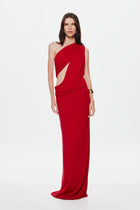 One-Shoulder Cross-Cutout Waist Grecian Dress