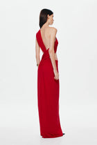 One-Shoulder Cross-Cutout Waist Grecian Dress