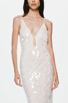 Spaghetti Strap Deep-V Sequin Dress