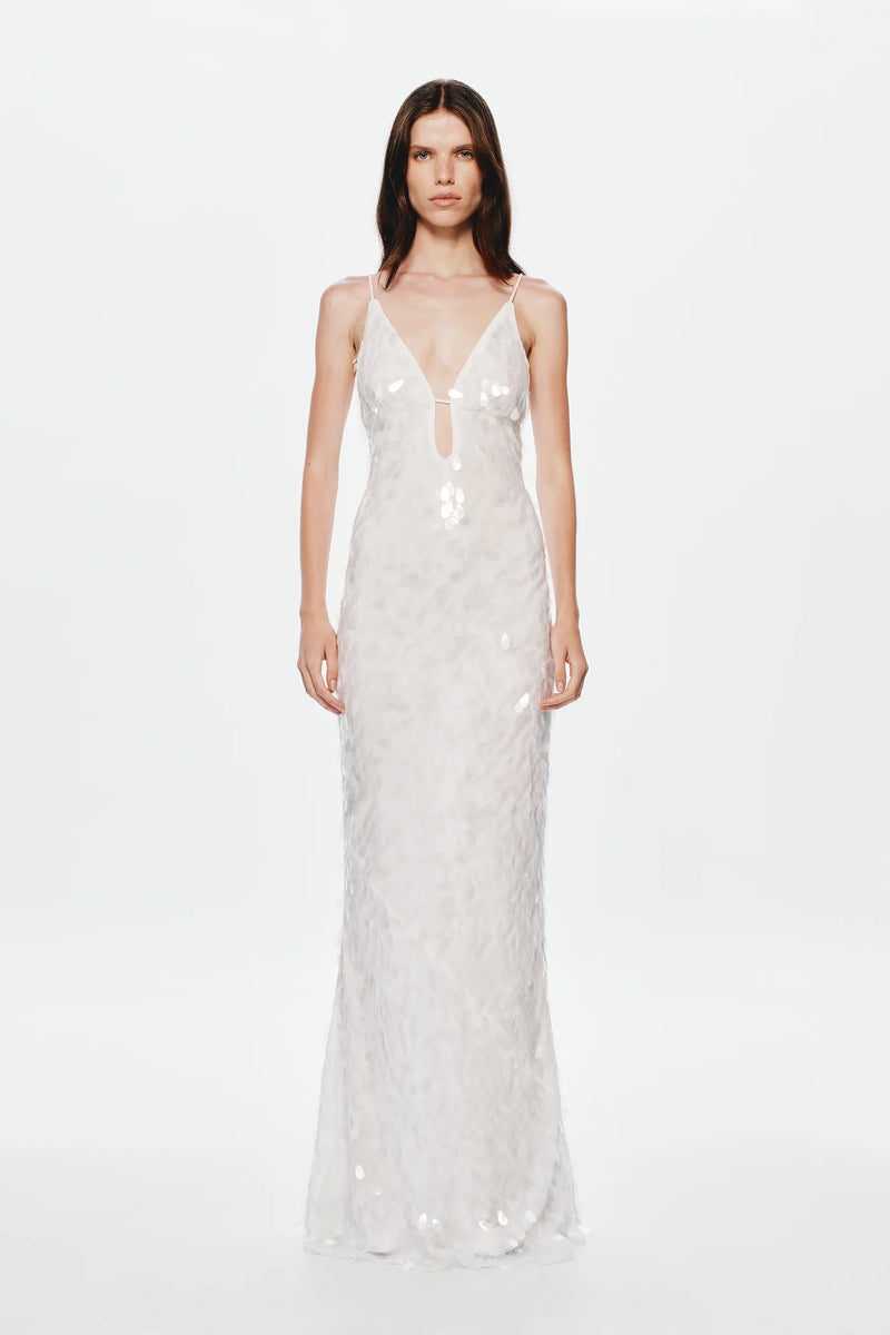 Spaghetti Strap Deep-V Sequin Dress
