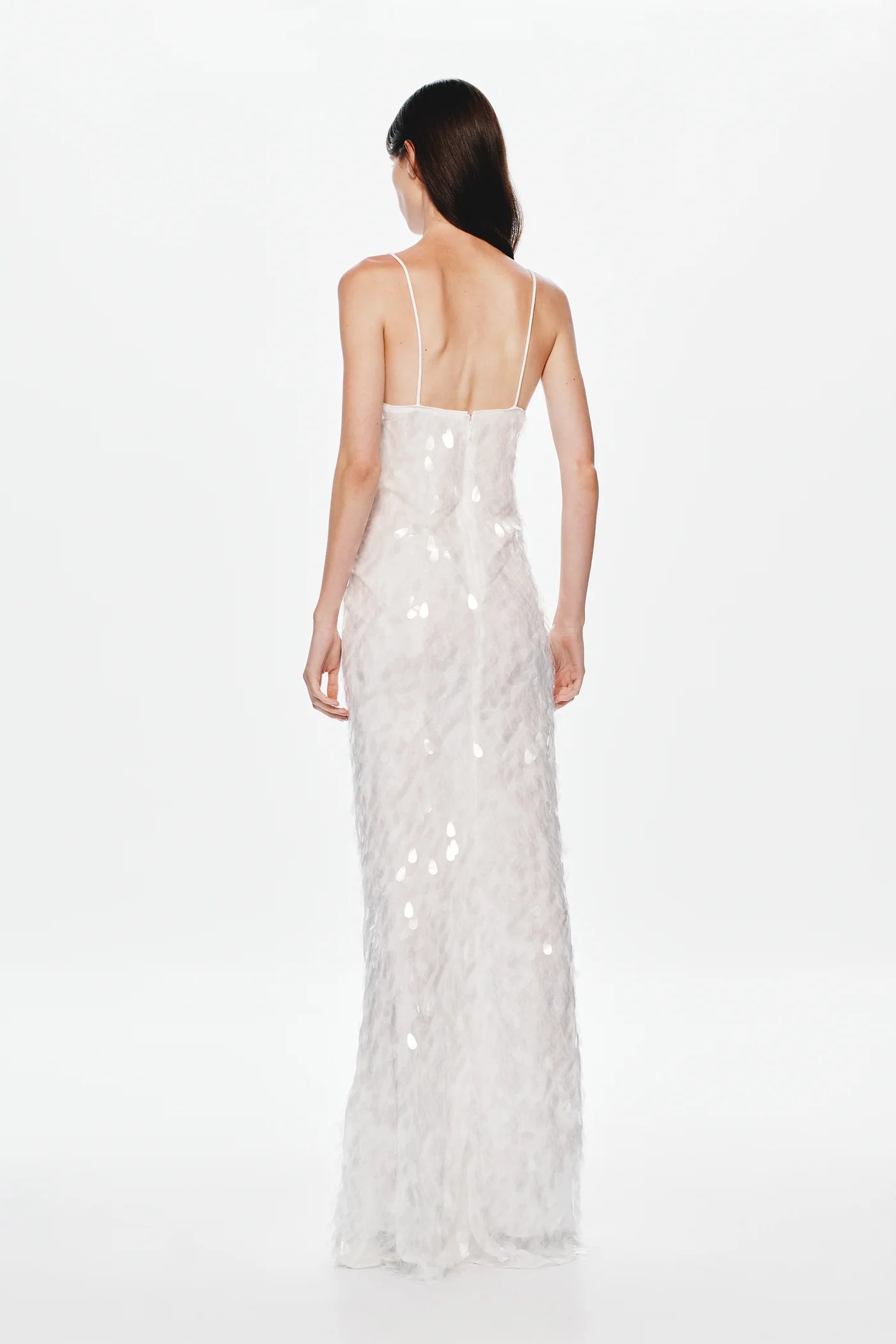 Spaghetti Strap Deep-V Sequin Dress