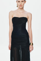 Strapless Deconstructed-Bust Mesh Evening Gown