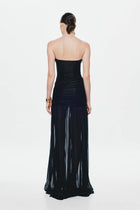 Strapless Deconstructed-Bust Mesh Evening Gown
