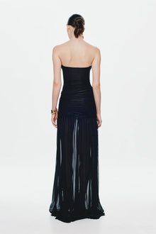 Strapless Deconstructed-Bust Mesh Evening Gown