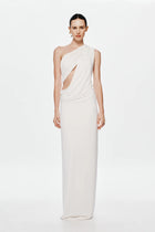 One-Shoulder Cross-Cutout Waist Grecian Dress