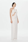 One-Shoulder Cross-Cutout Waist Grecian Dress