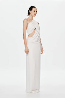 One-Shoulder Cross-Cutout Waist Grecian Dress