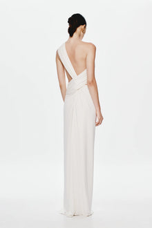 One-Shoulder Cross-Cutout Waist Grecian Dress