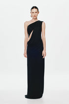 One-Shoulder Cross-Cutout Waist Grecian Dress