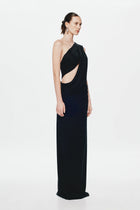 One-Shoulder Cross-Cutout Waist Grecian Dress
