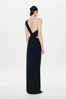One-Shoulder Cross-Cutout Waist Grecian Dress