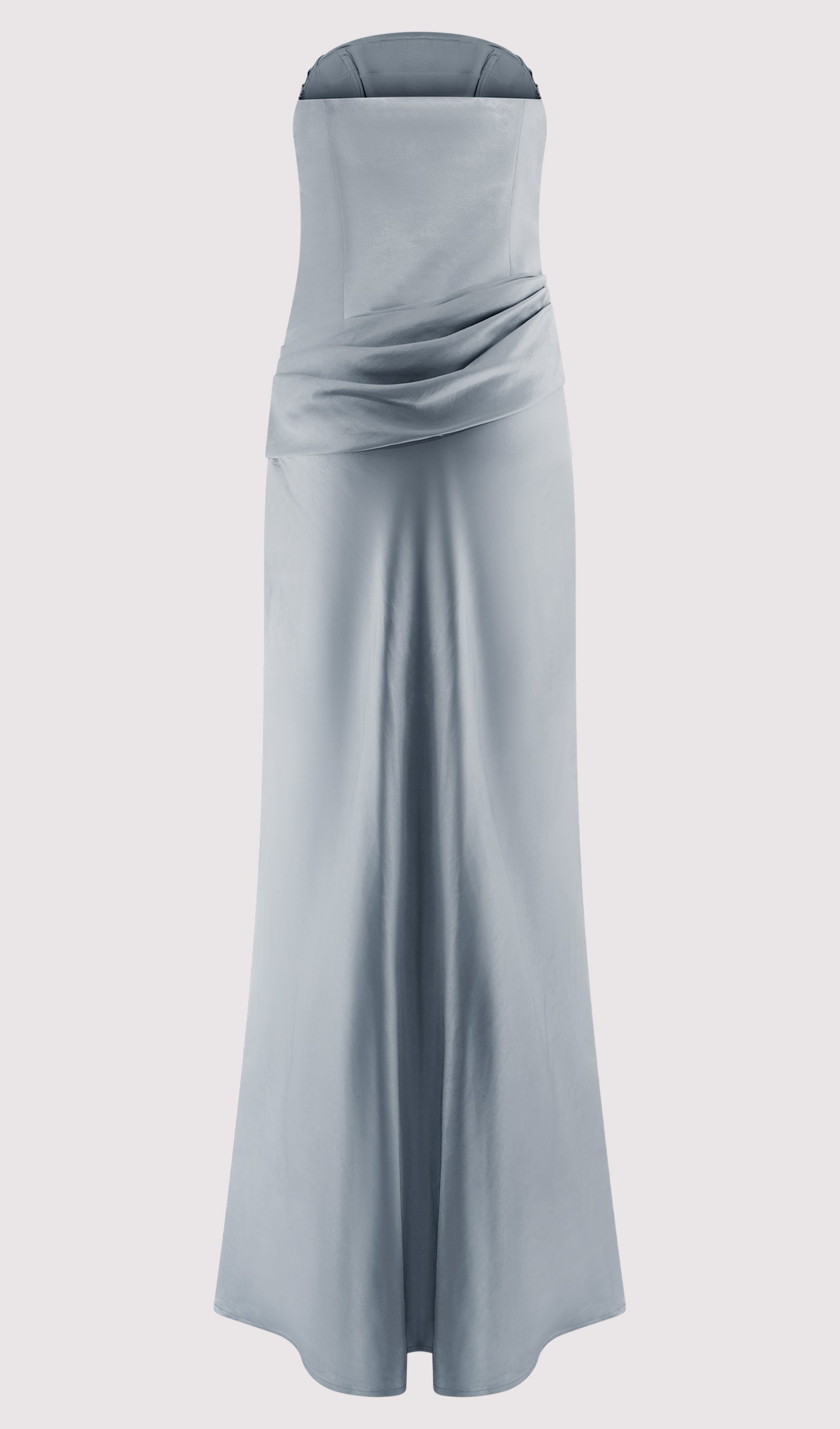 Strapless Satin Maxi Dress