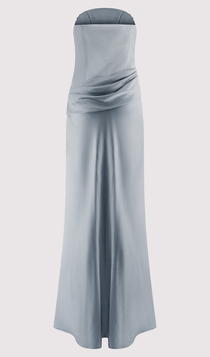 Strapless Satin Maxi Dress