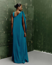 Shoulder-Knot Sash One-Shoulder Satin Evening Gown