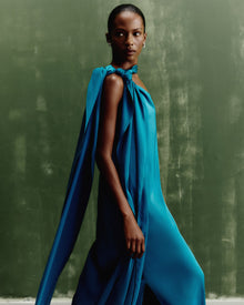 Shoulder-Knot Sash One-Shoulder Satin Evening Gown