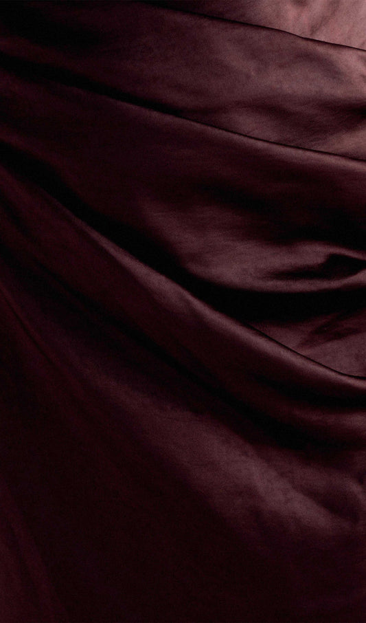 Off Shoulder Satin Maxi Dress