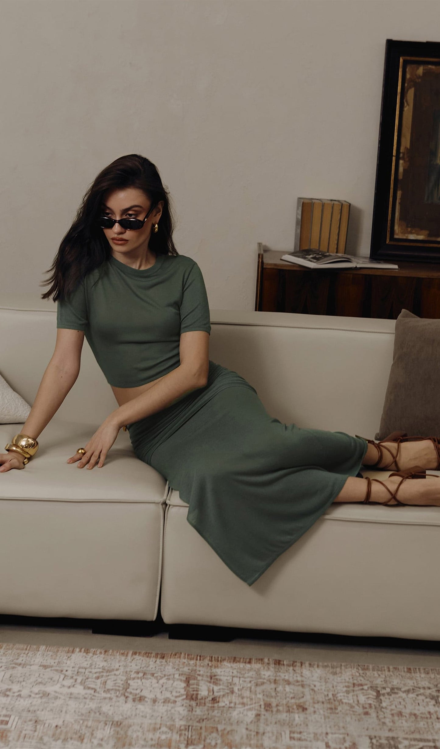Short Sleeved Jersey Midi Skirt Sets