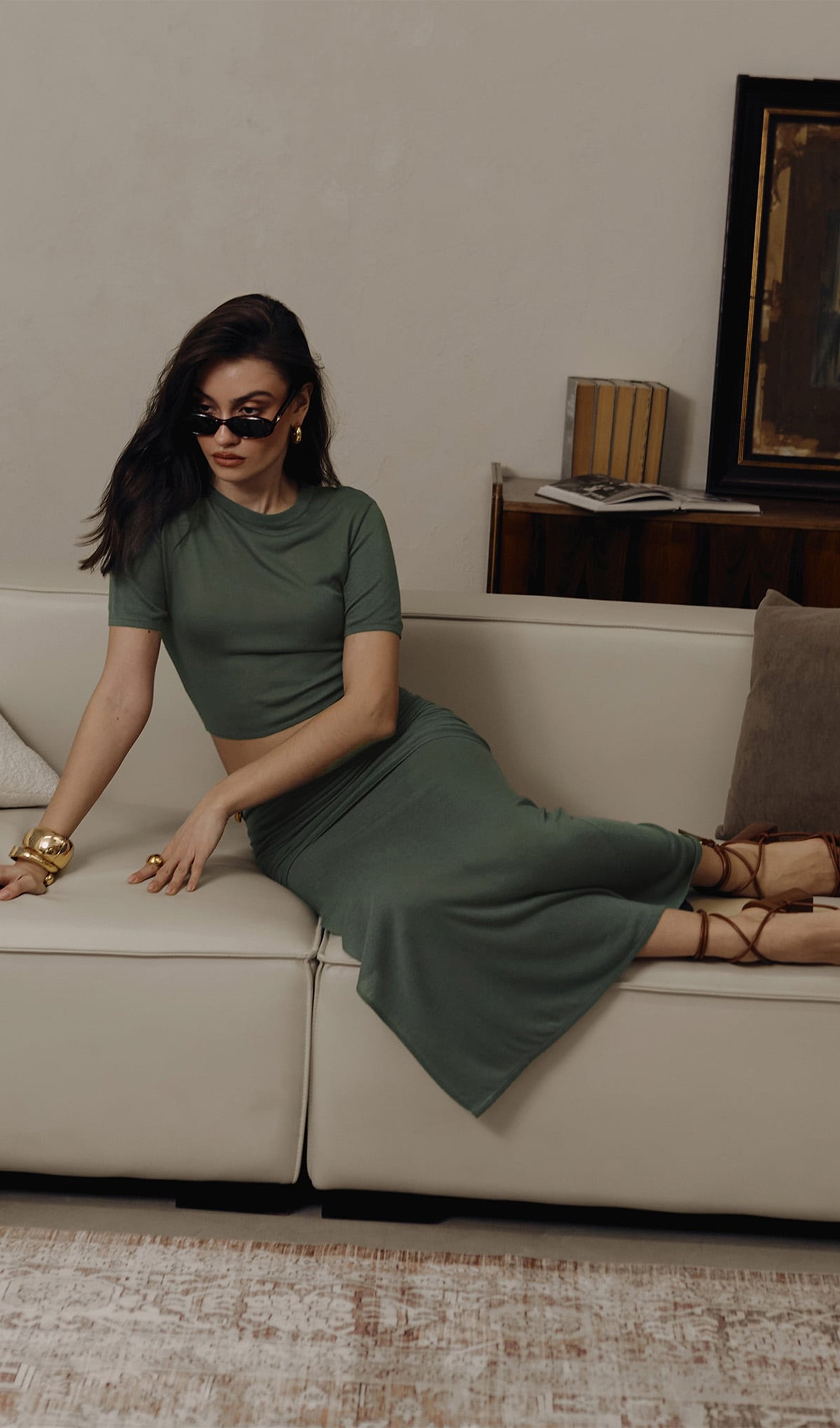 Short Sleeved Jersey Midi Skirt Sets