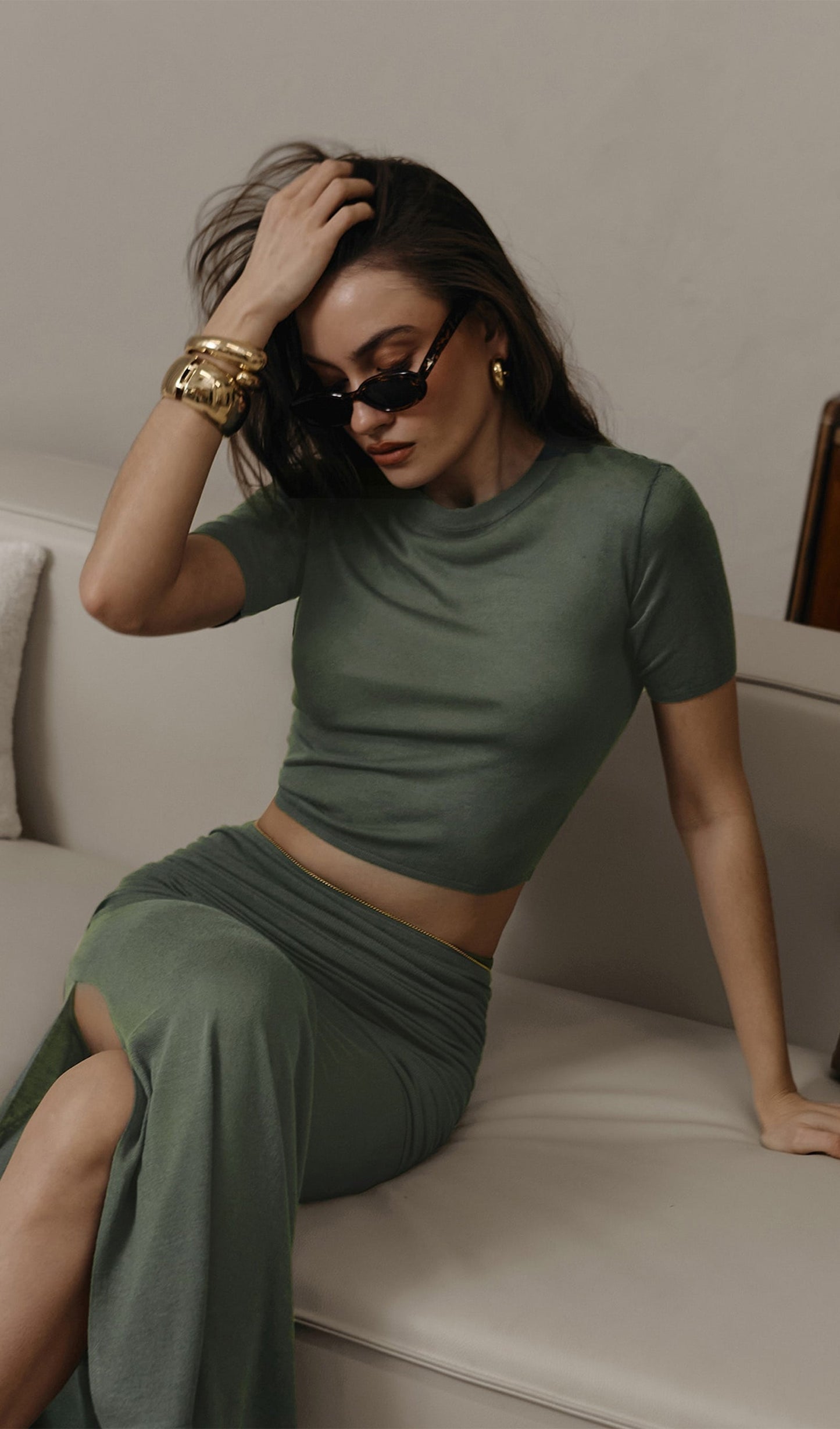 Short Sleeved Jersey Midi Skirt Sets