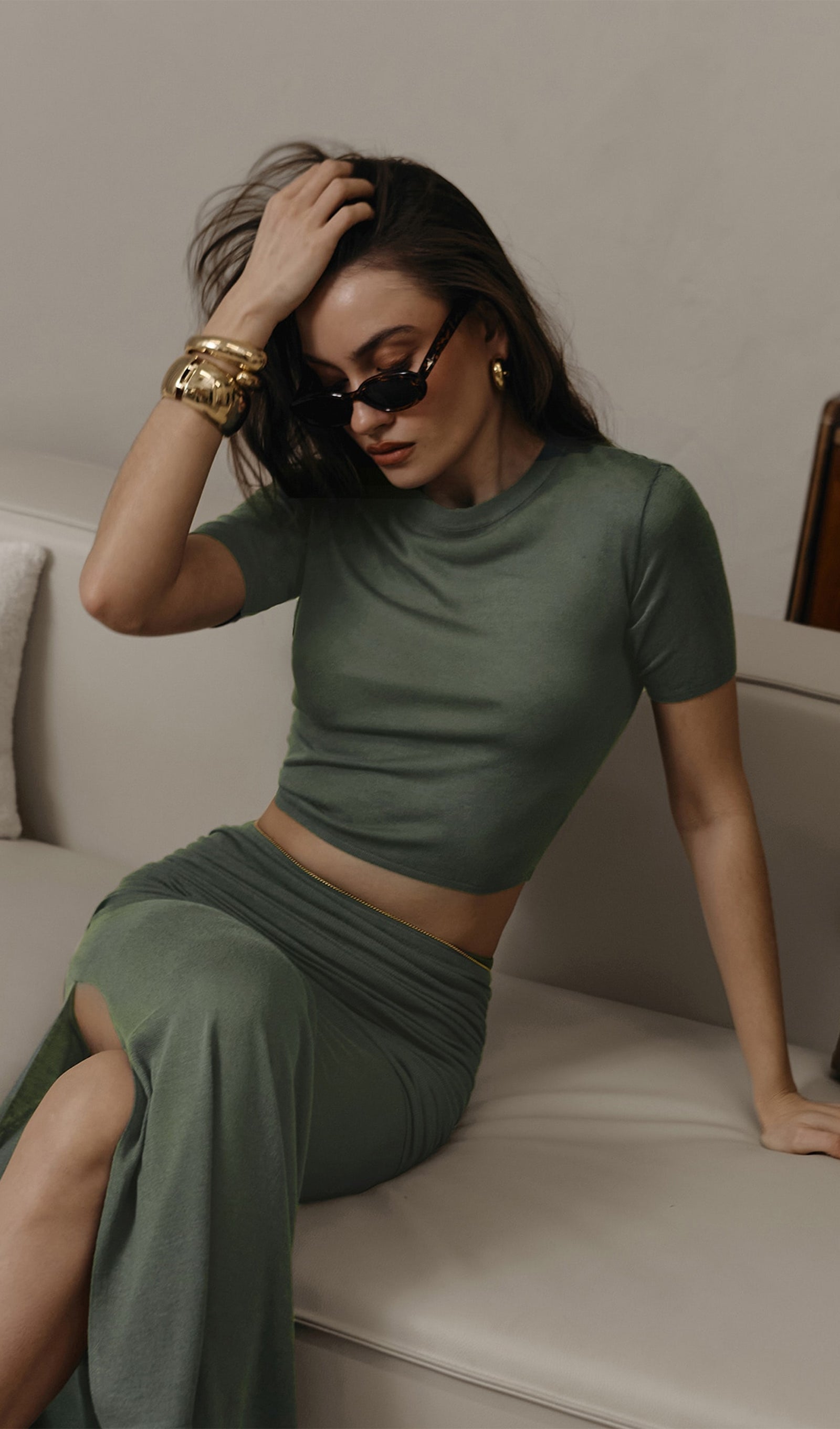 Short Sleeved Jersey Midi Skirt Sets