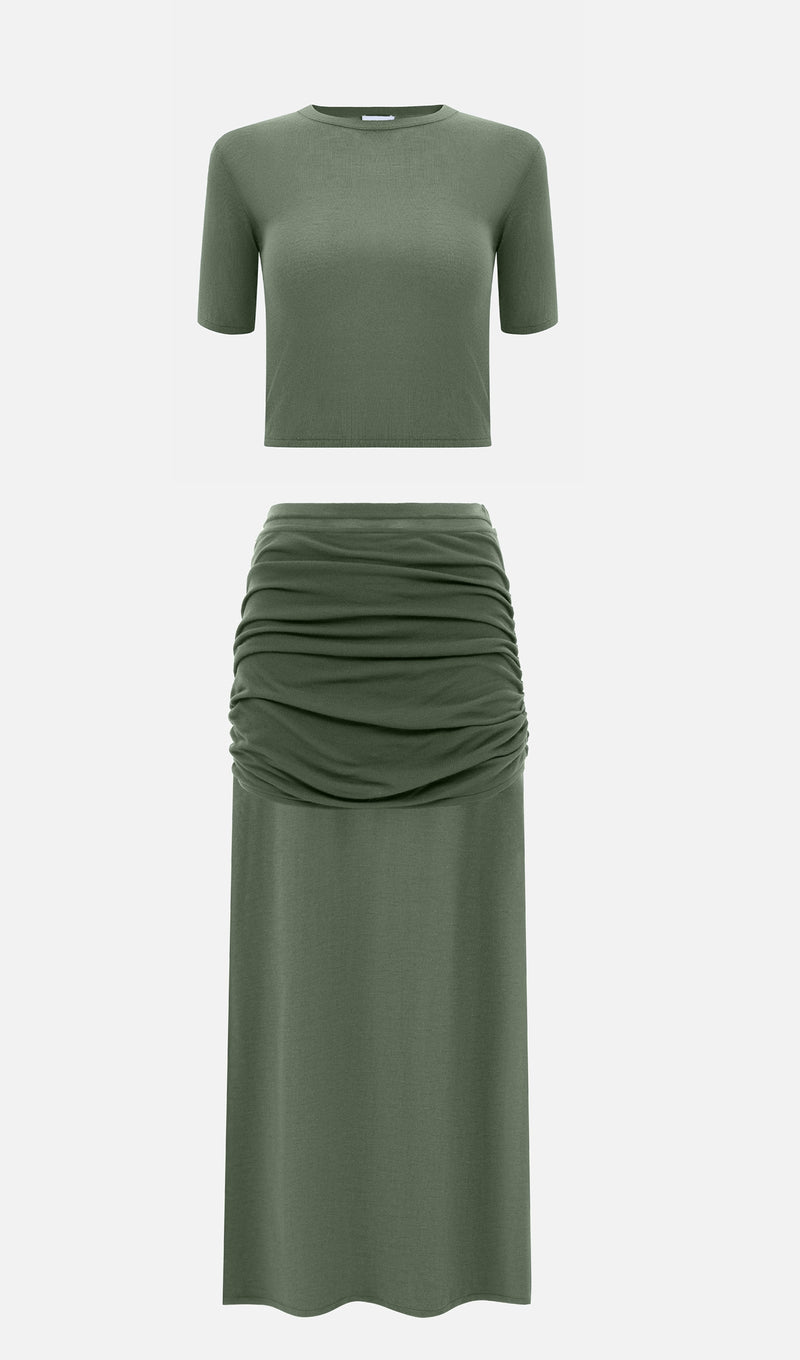 Short Sleeved Jersey Midi Skirt Sets