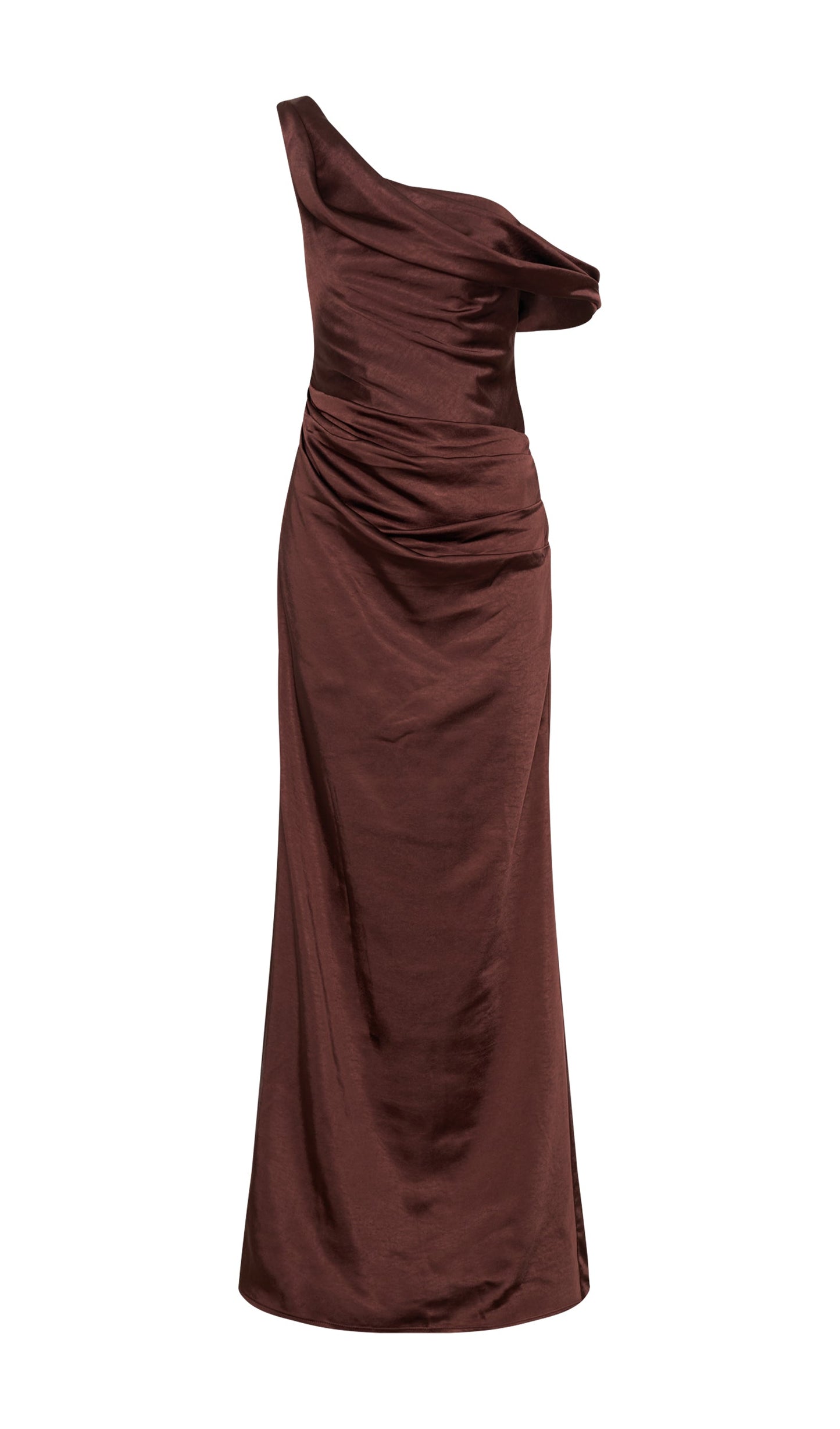 Off Shoulder Satin Maxi Dress