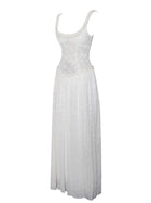 Ulissa Square Neck Jacquard Textured High Slit Maxi Dress
